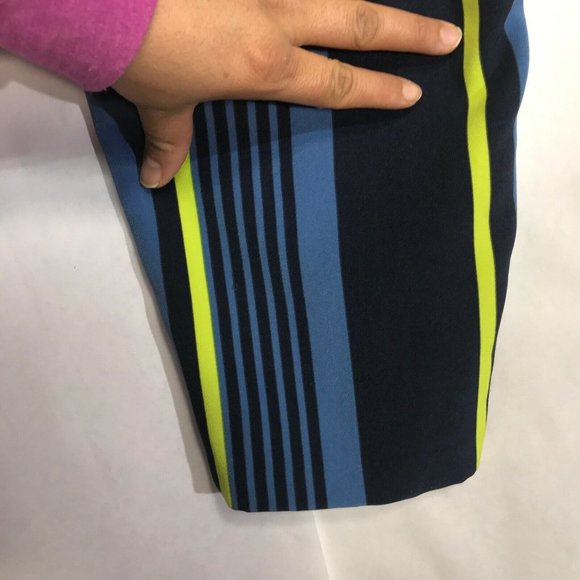 Ashley Stewart plus size 16 Striped paper bag Pants peacoat Elastic belt NWT - Picture 9 of 11